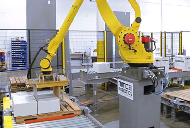 Robotic palletizer for case chemicals